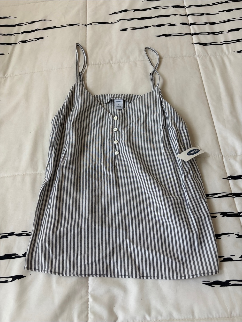 Old Navy Gray and White Striped Spaghetti Strap Cami